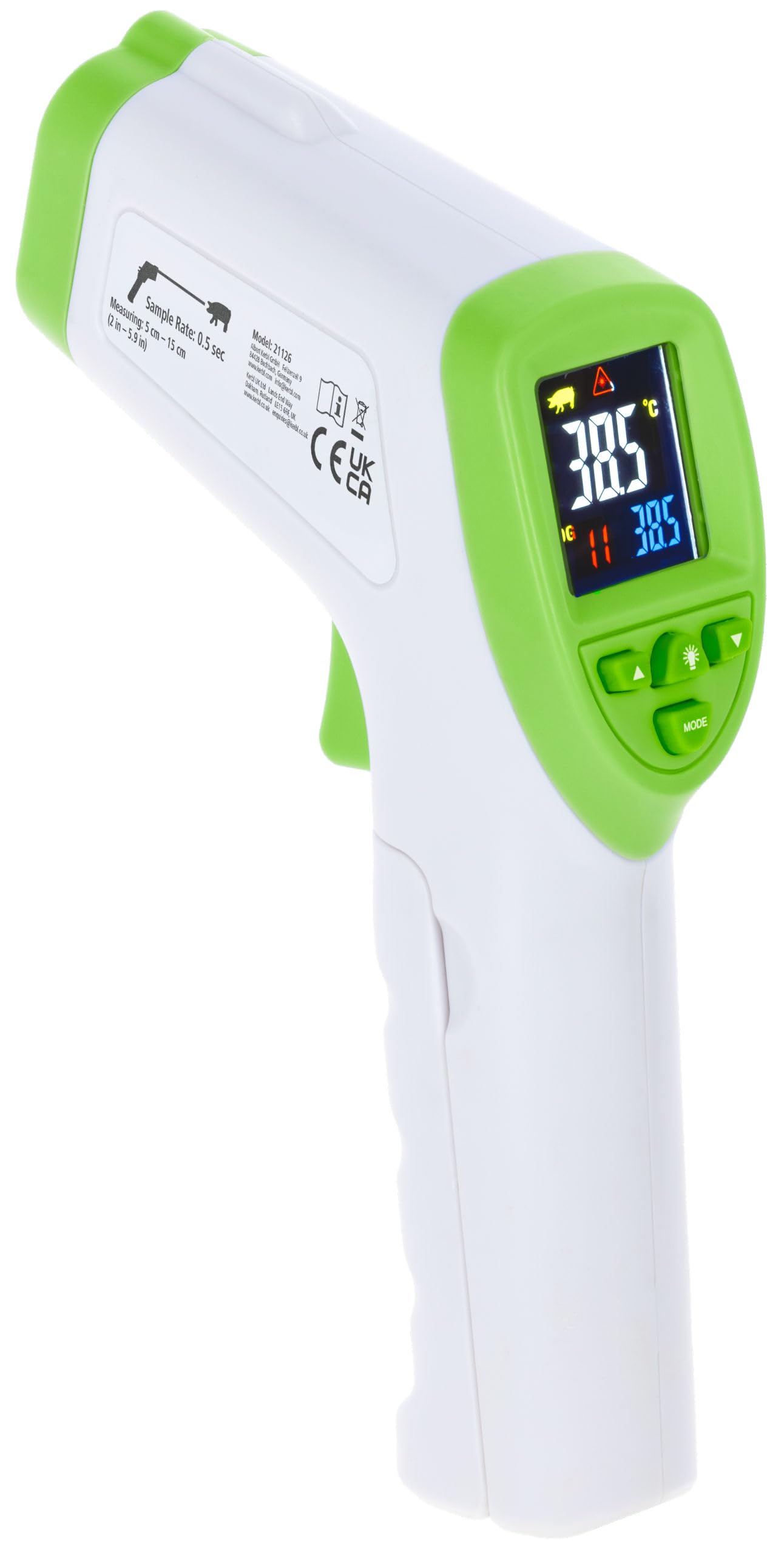 Kerbl Infrarot-Thermometer, Digital-Thermometer, 142g, 3 Modi für Mensch, Tier und Objekte, berührungslos, ideal für Reihenmessungen