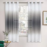 Vista 2 de BGment Cortinas traslúcidas de lino sintético degradado para ventana de sala de estar, paneles de cortina semitransparentes con ojales, gradiente