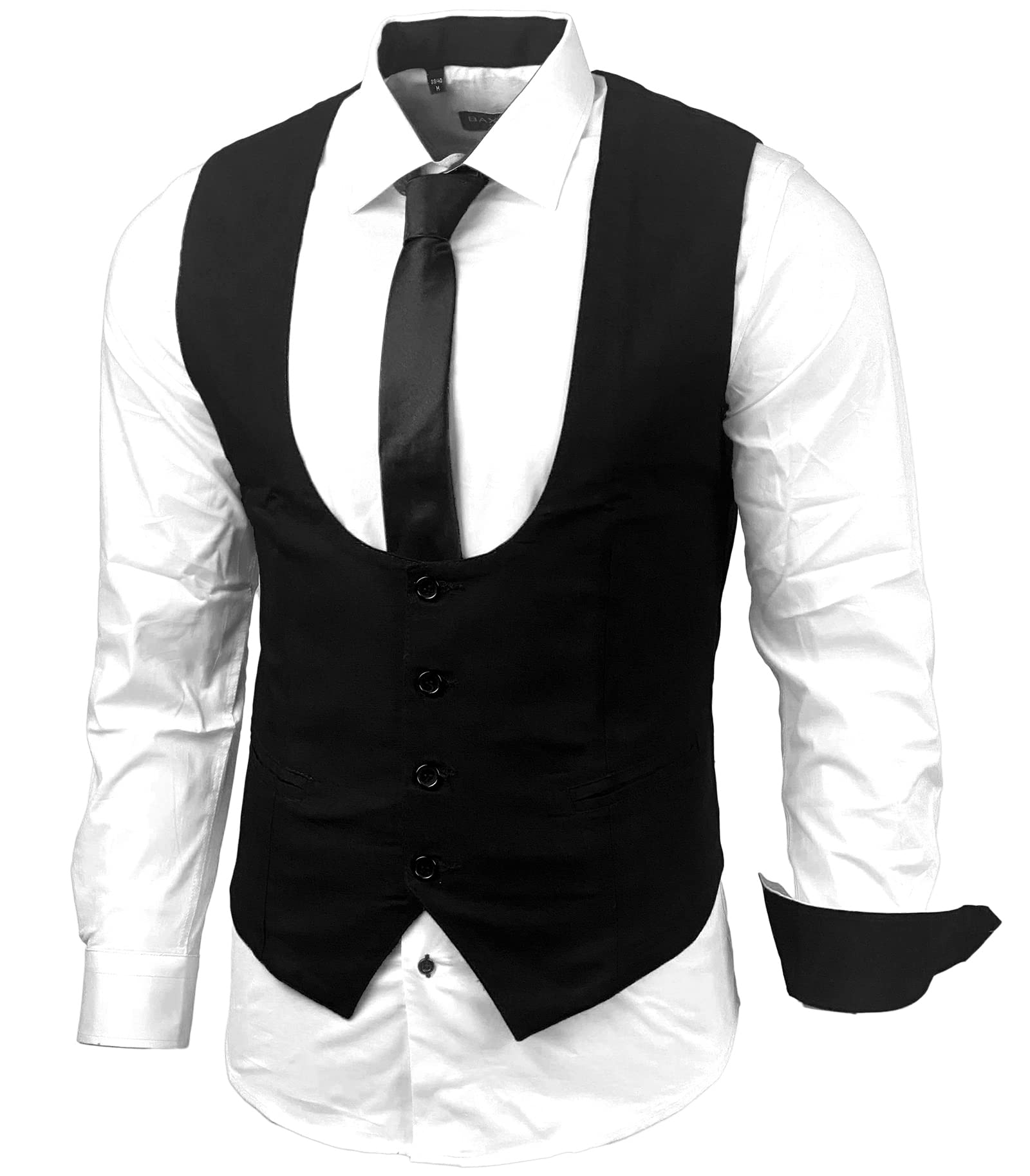 Herren Hemd Weste Krawatte Set Business Anzugweste Westen Slim Fit Smoking Frack Business Herrenanzug-Set Sakko B-101