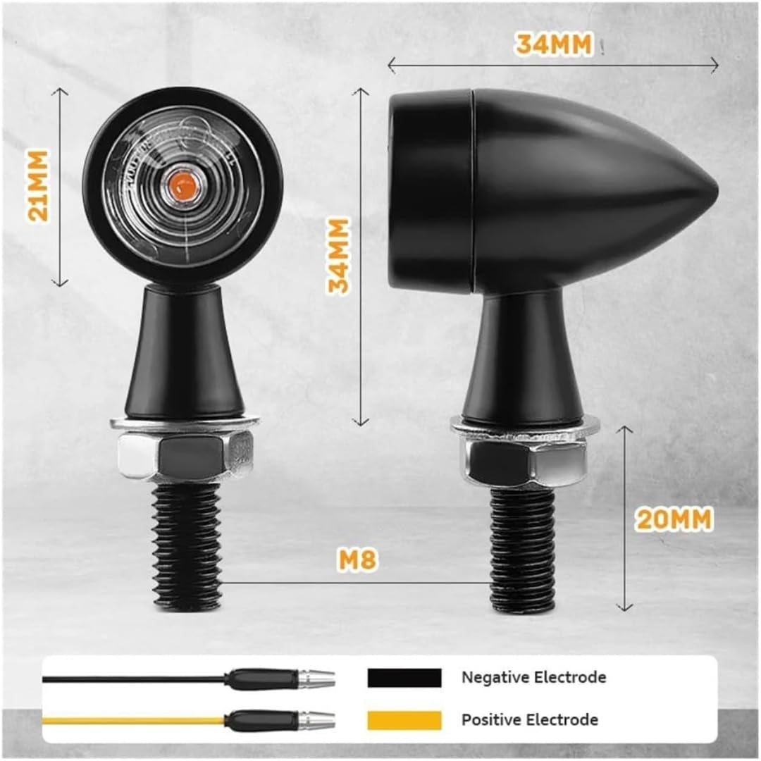 Generic Mini uniwersalne wskaźniki Dla Ninja 400 300 650 Motocykl 12 V 8 mm LED Światło kierunkowskazu migające bursztynowe światło kierunkowskazu (8 szt.)