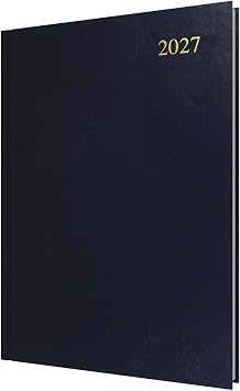 2027 Calendar Year Planner - 12 Month A4 Day-to-Page Diary - Hard Cover in Dark Blue - Collins Debden Essential Range ESSA41.65-27
