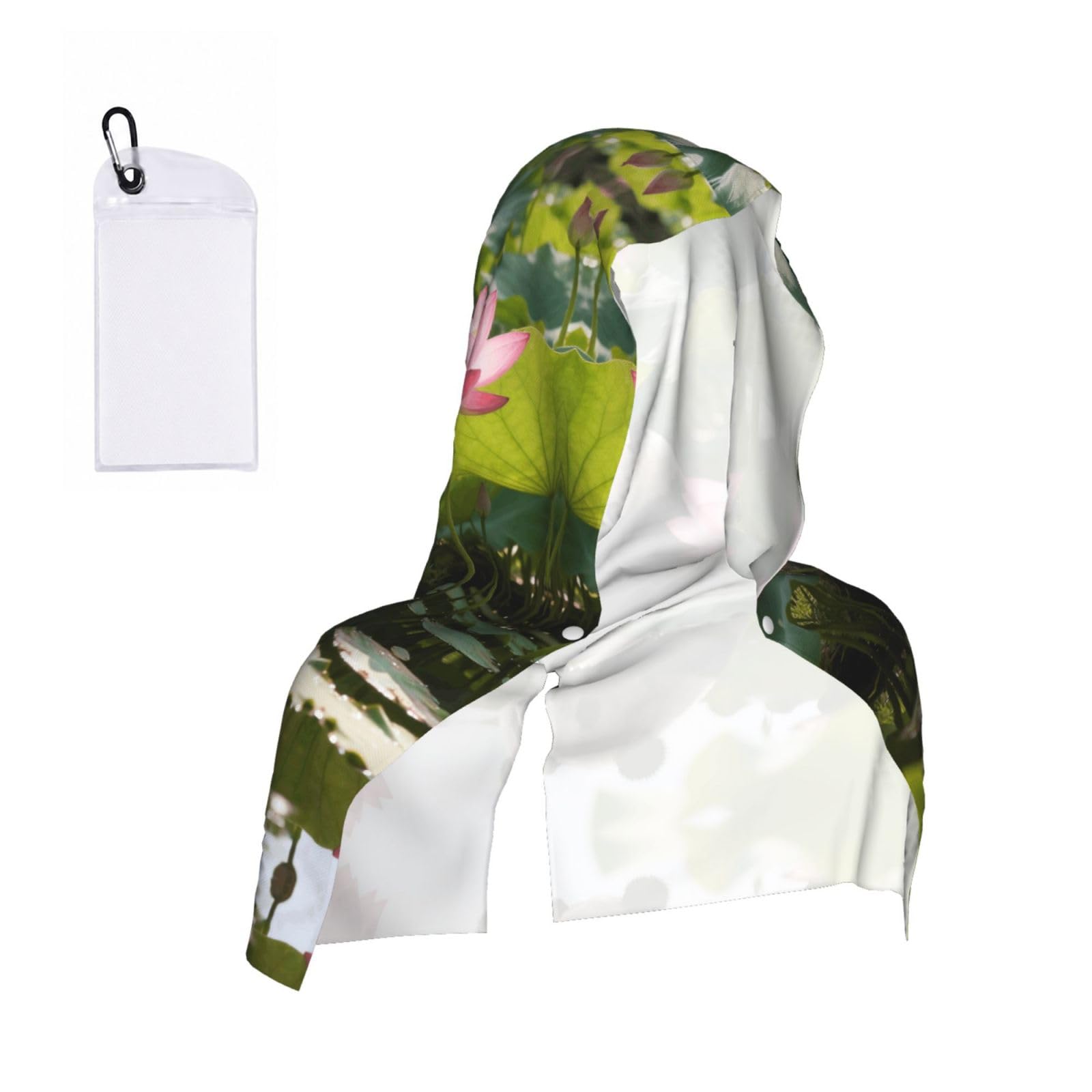 CNTDBU Panda Lotus Pond Cooling Towel Hooded-Instant Chill Neck Cover for Sports, UV Cooling Rag for Running Gym