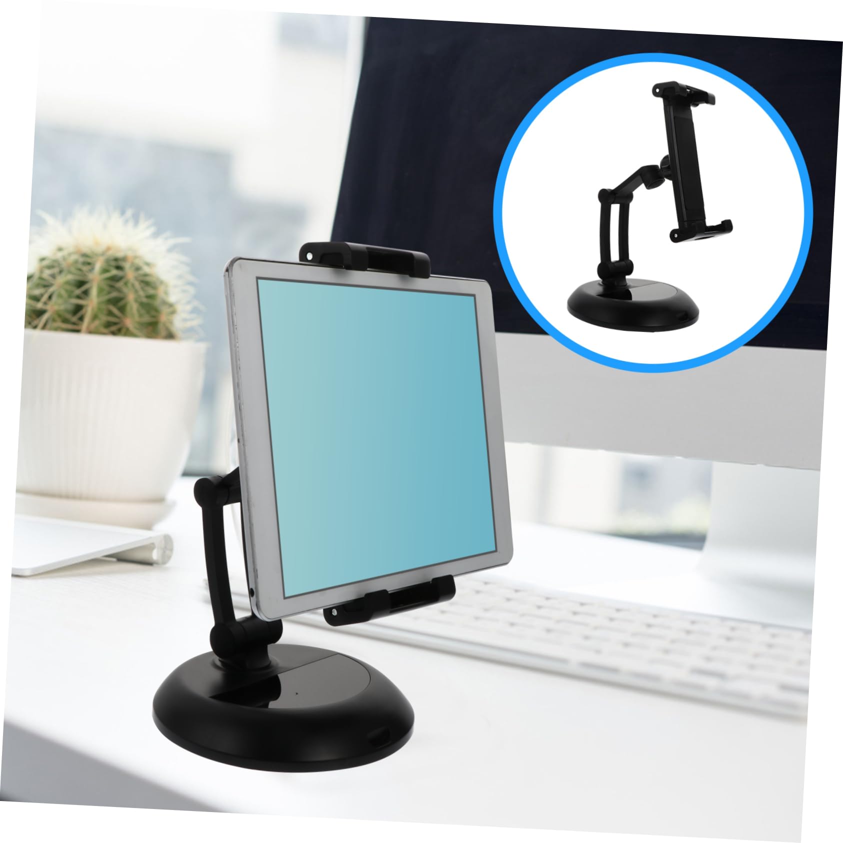 SEWACC Support pour Tablette et Téléphone de Bureau Réglable Noir Abs Métal
