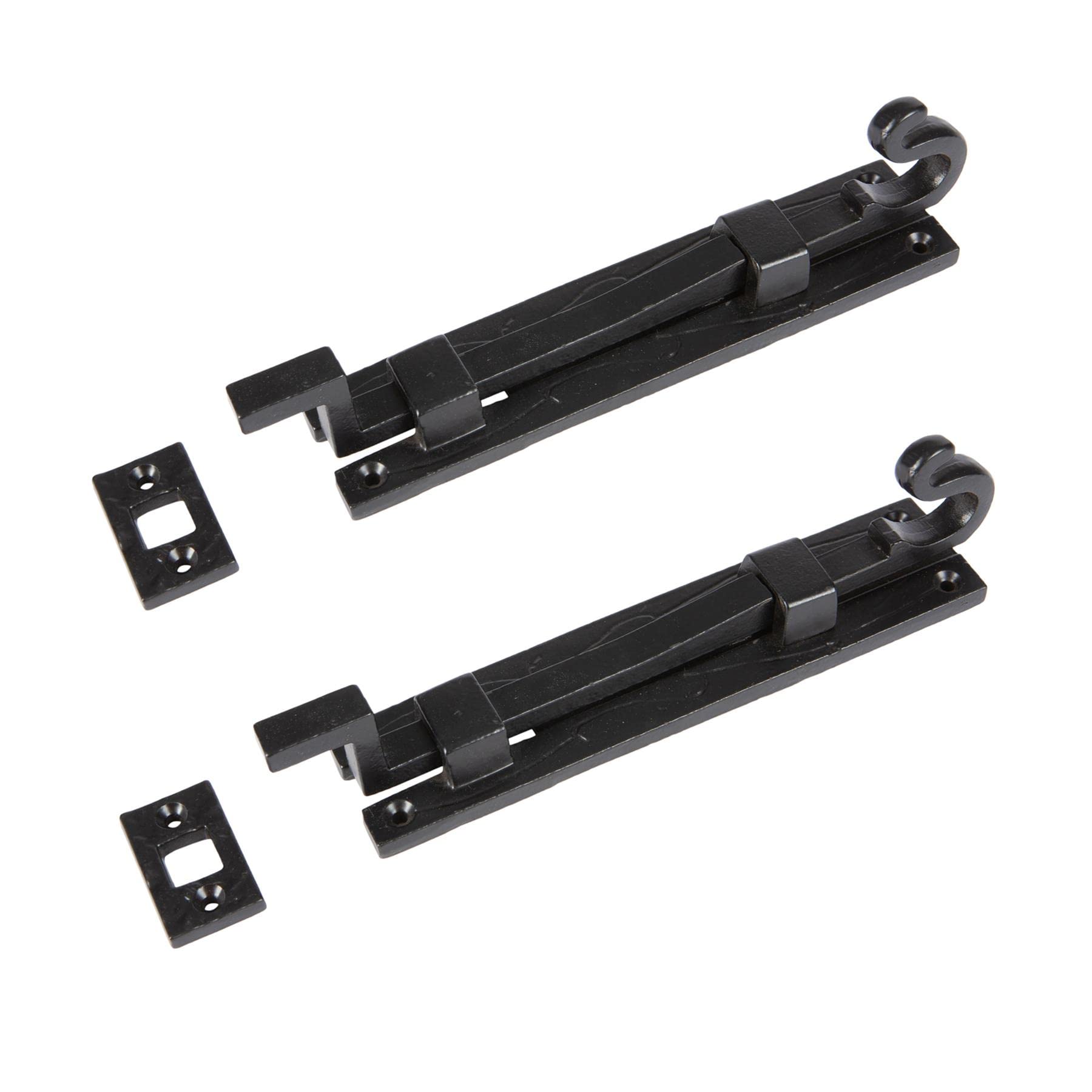 Hammer and Tongs - Cranked Shepherd's Crook Bolt - W185mm - Black - Pack of 2
