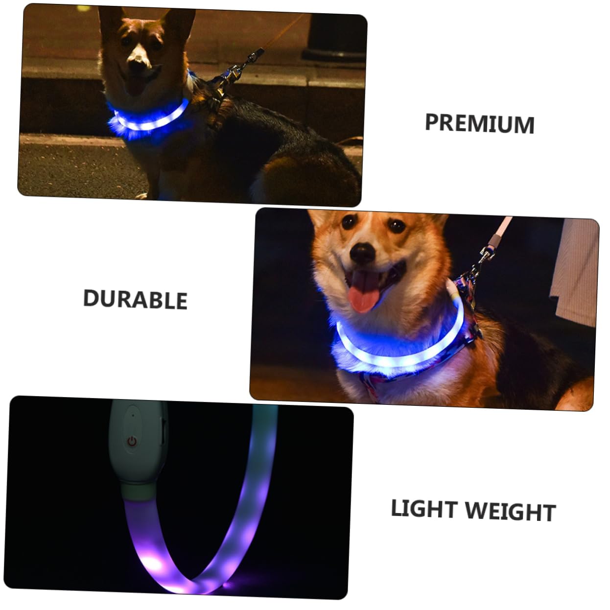 FOMIYES 3 Juegos De Collares para Perros con Luz Led Nocturna Resistentes Cómodos Y Recortables.