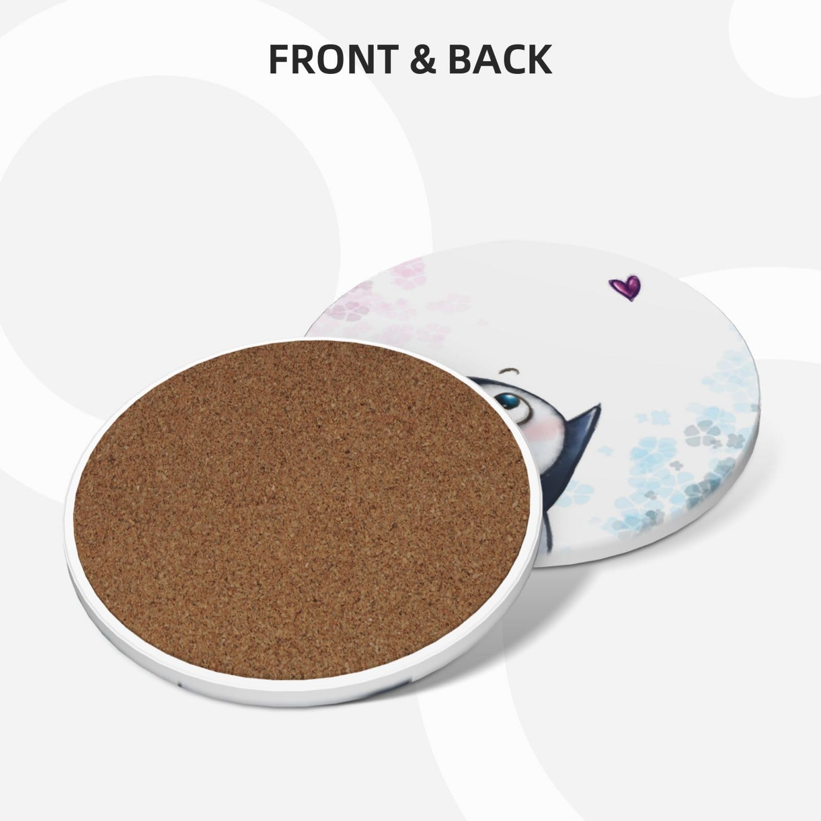 Set di 6 sottobicchieri decorativi in ceramica con stampa "I Love Penguins"