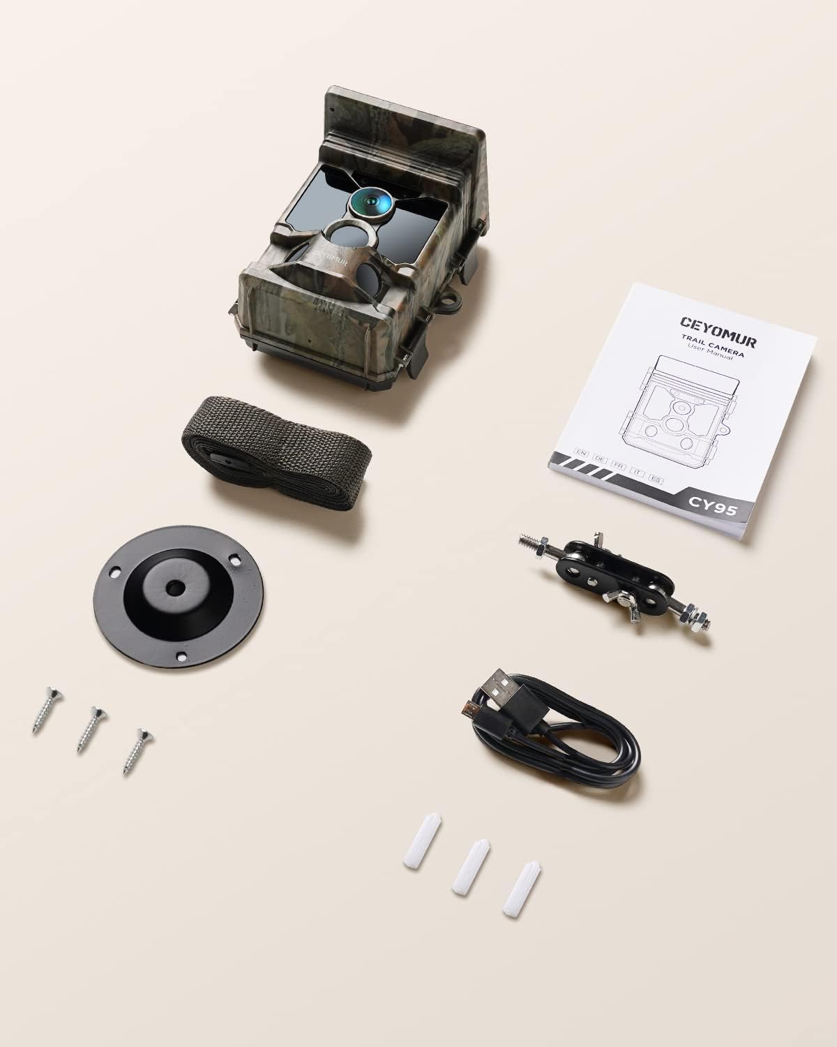 CEYOMUR Solar WLAN Bluetooth Wildkamera Handyübertragung, 4K 30fps 46MP Jagdkamera, mit Bewegungsmelder Nachtsicht IP66 Wasserdicht für Wildtier Überwachung mit U3 32GB Micro SD-Karte