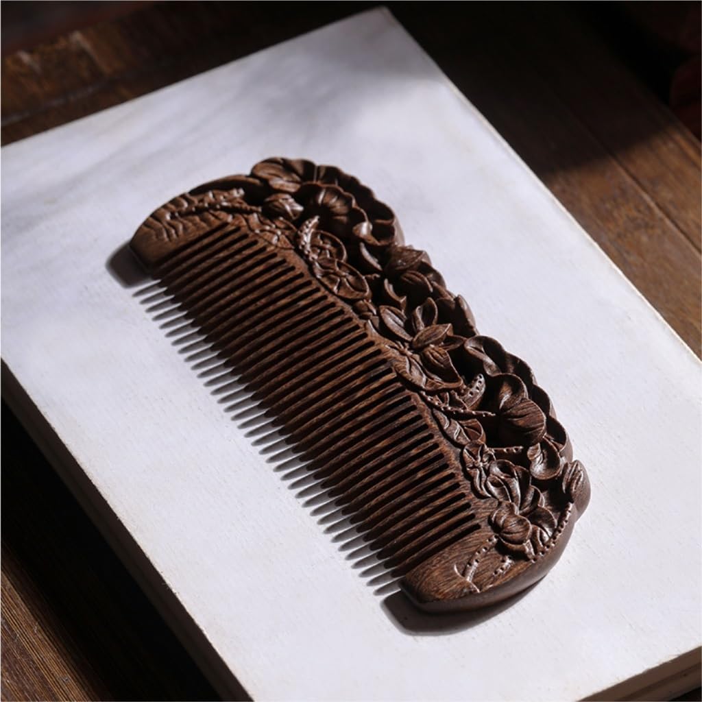 Peruka Grzebień Solid Wood Fine Tooth Styling Comb Men's Beard Groomer for Detangling and Styling Wet or Dry Curly, Thin, Thick, Wavy or Straight Hair Duże grzebienie do włosów