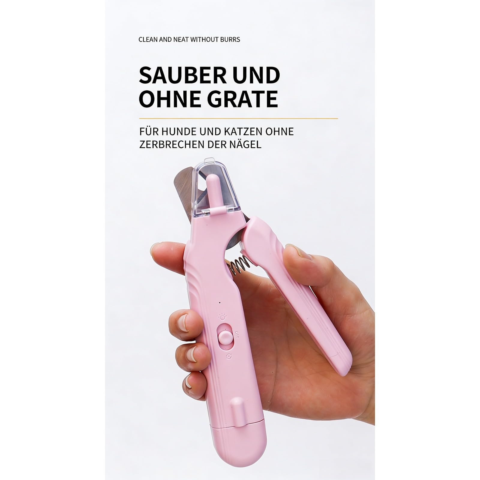 LichtSchere Pro – 2-in-1 LED-Krallenschere für Hunde & Katzen. Sicheres Krallenschneiden ohne Angst Dank integrierter Beleuchtung. Für eine stressfreie Pfotenpflege (Weiß)