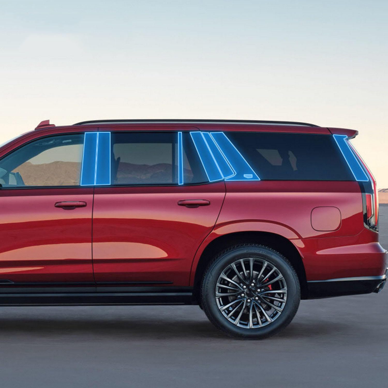 JCAKES Zewnętrzna strona samochodu Słupek szyby samochodowej Odporna na zarysowania folia ochronna TPU PPF Folia naprawcza odporna na zarysowania, do Cadillac ESCALADE 2021-2023