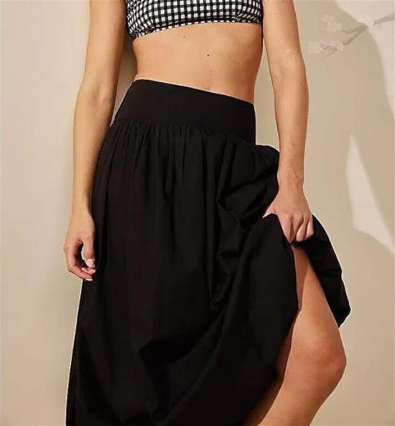 Jupe Longue « Bubble » (Effet Ballon) Style Y2K pour Femme – Coupe évasée, Taille Basse élastiquée, Volants et ourlet Bouffant, avec poches