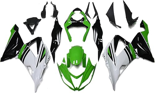 STLPRO Carenado de plástico verde y blanco compatible con Kawasaki 2013 2014 2015 ZX6R 2016 ZX636R 17 18 zx-6r 636 2014 2015 ZX-6R Kit de carenado