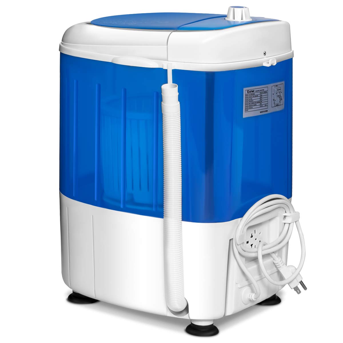 RELAX4LIFE Mini Machine à Laver Semi-automatique avec Minuteur, Mini Lave-linge Compact avec Capacité de Lavage 2 KG, 36X34X51CM, Bleu