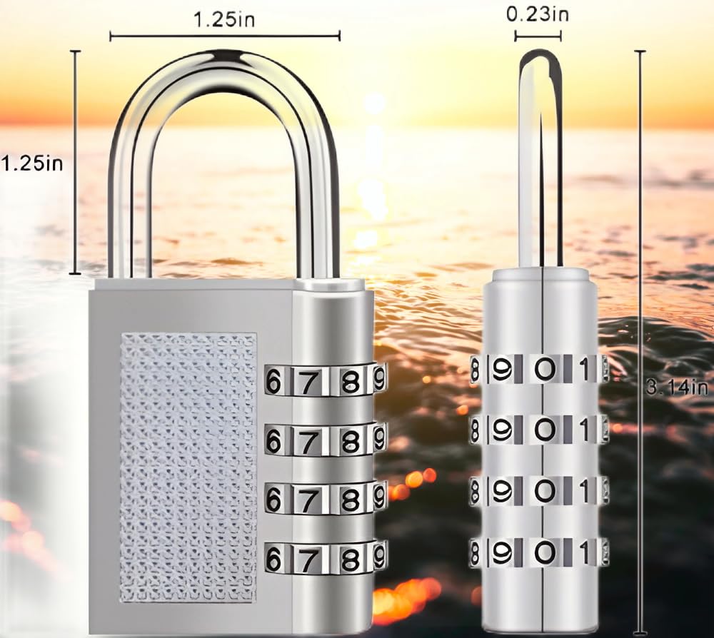4-Digit Safe Pin I 4 digit combination Padlock lock | Silver Zinc Alloy 4 digit Lock |4 digit padlock Pack of 1 |4 digit number lock Cute Design|Secure Your Luggage, Tool Box, Gate, and More BY VIVITO 4
