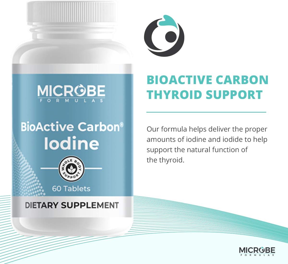 Microbe Formulas: BioActive Carbon Iodine - Natural Thyroid Support Supplement - 60 Tablets - Helps with Proper Iodine Balance - Supports Energy Levels and Absorption : Health & Household