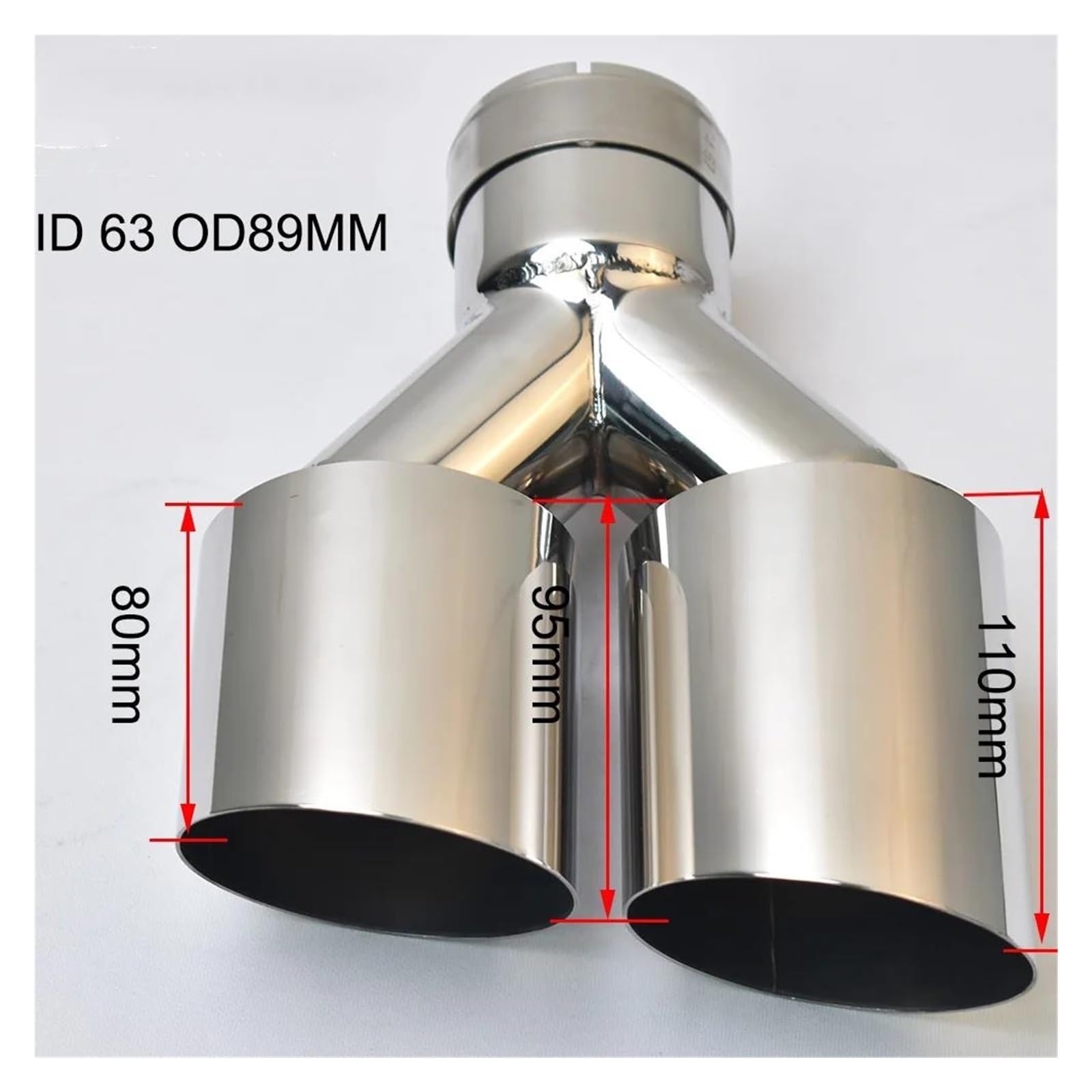 1Pc Doppio Silenziatore Universale Lato Sinistro O Destro in Acciaio Inossidabile Lucido Punta di Scarico Angolata Terminale di Scarico per Auto(in 57MM out 101MM)
