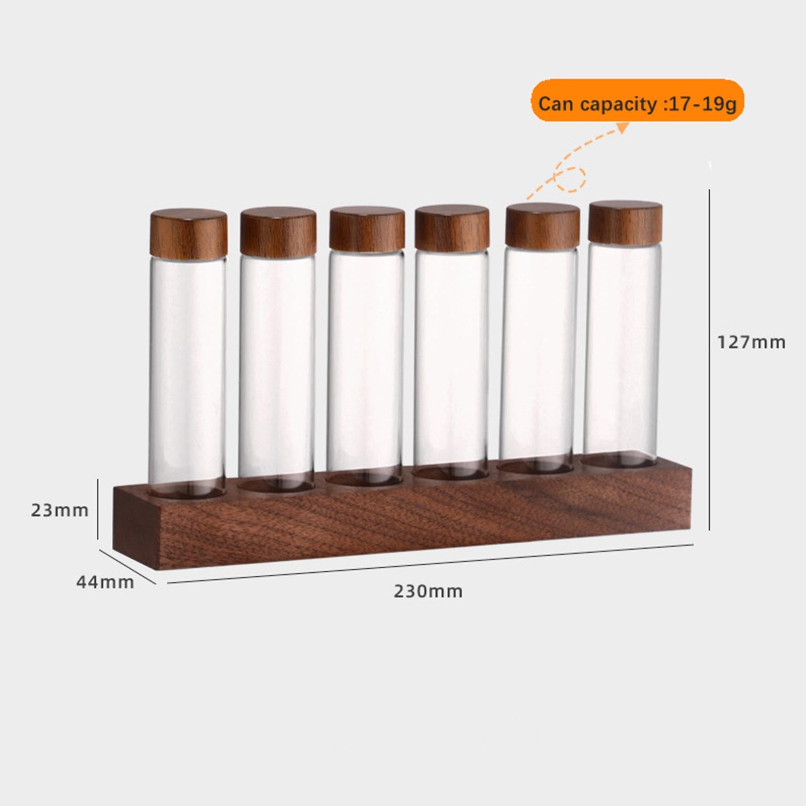 Reagenzglas Set Aus Glas, Aufbewahrungsröhrchen für Einzeldosis Kaffeebohnen mit Deckel, Präsentationsständer Aus Holz, Kaffeekeller für Die Speisekam