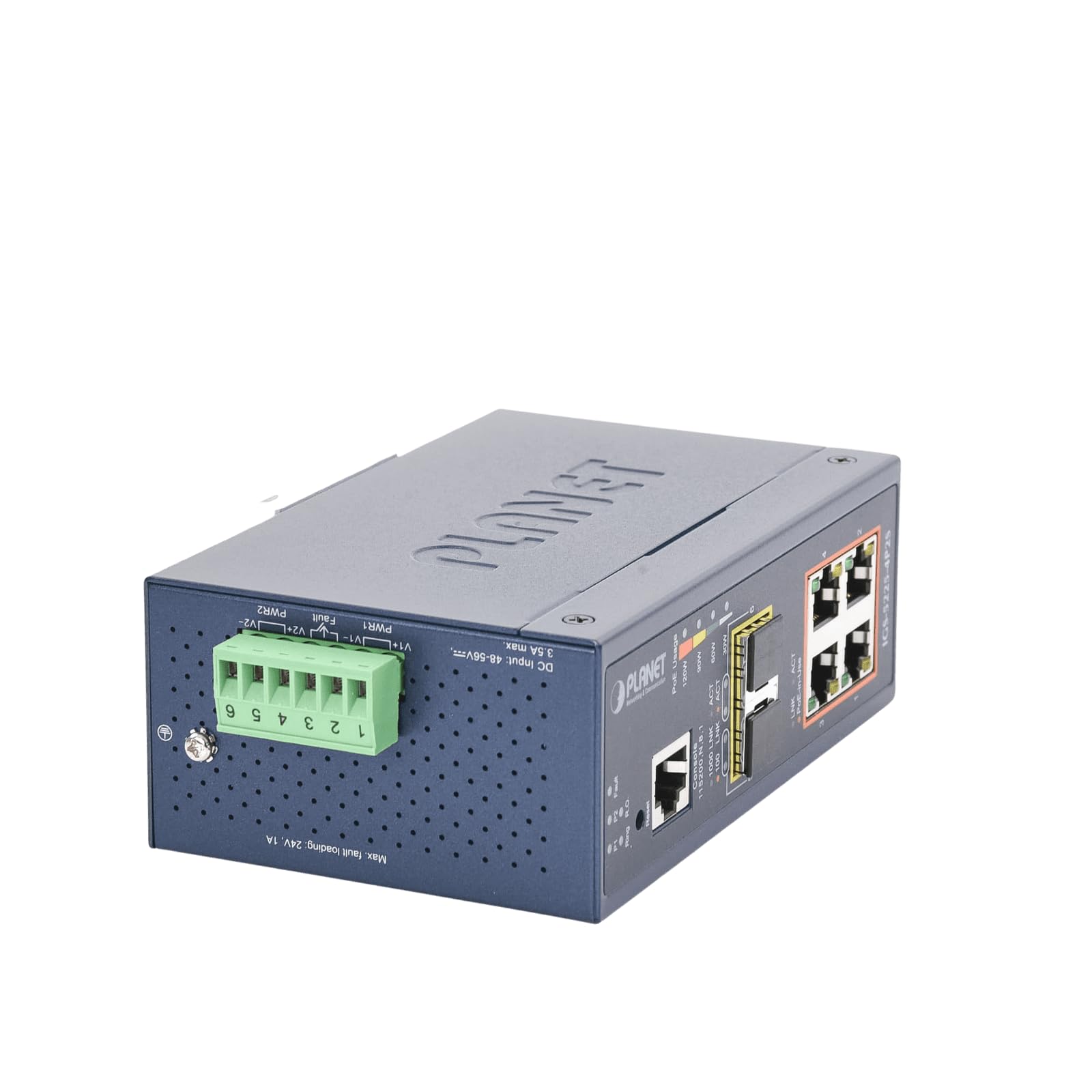 PLANET IGS-5225-4P2S switch di rete Gestito L2+ Gigabit Ethernet [10/100/1000] Supporto Power over Ethernet [PoE] Blu (IP40 Industrial L2+/L4 4-Port - 1000T 802.3at PoE + 2-Port - 100/1000X SFP Full
