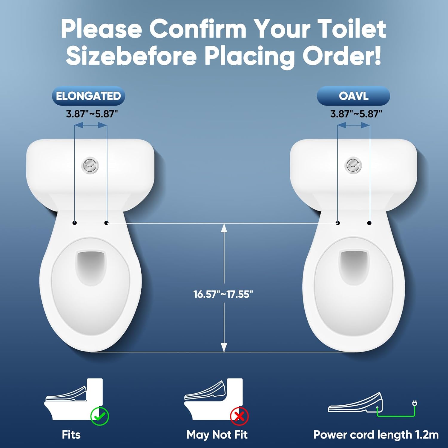 Bidet Toilet Seat Round Smart Electric Heated Toilet Seat with Warm Water & Dryer, Feminine & Child Wash, Self-Clean Stainless Steel Nozzle, Adjustable Water Pressure, Slow Close Lid