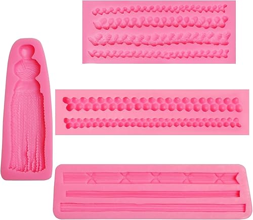 Miniatura 9 de Moldes de silicona para fondant de cuerda de cáñamo, moldes de arcilla de textura de punto para decoración de pastel de cumpleaños de bebé,