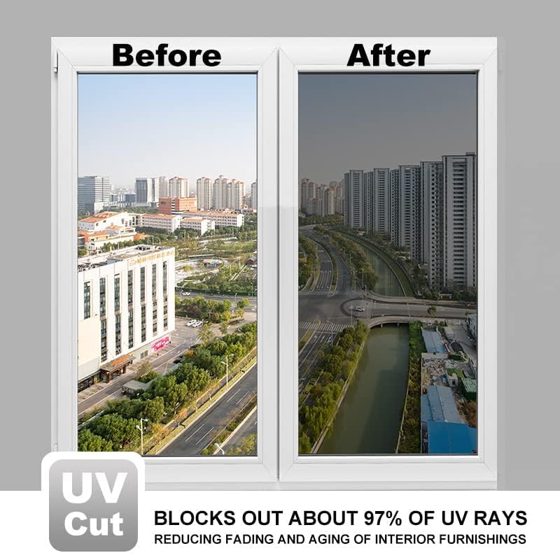 Miniatura 6 de DKTIE Película de privacidad para ventana, espejo unidireccional con herramientas de instalación, película de privacidad para ventana, no se ve