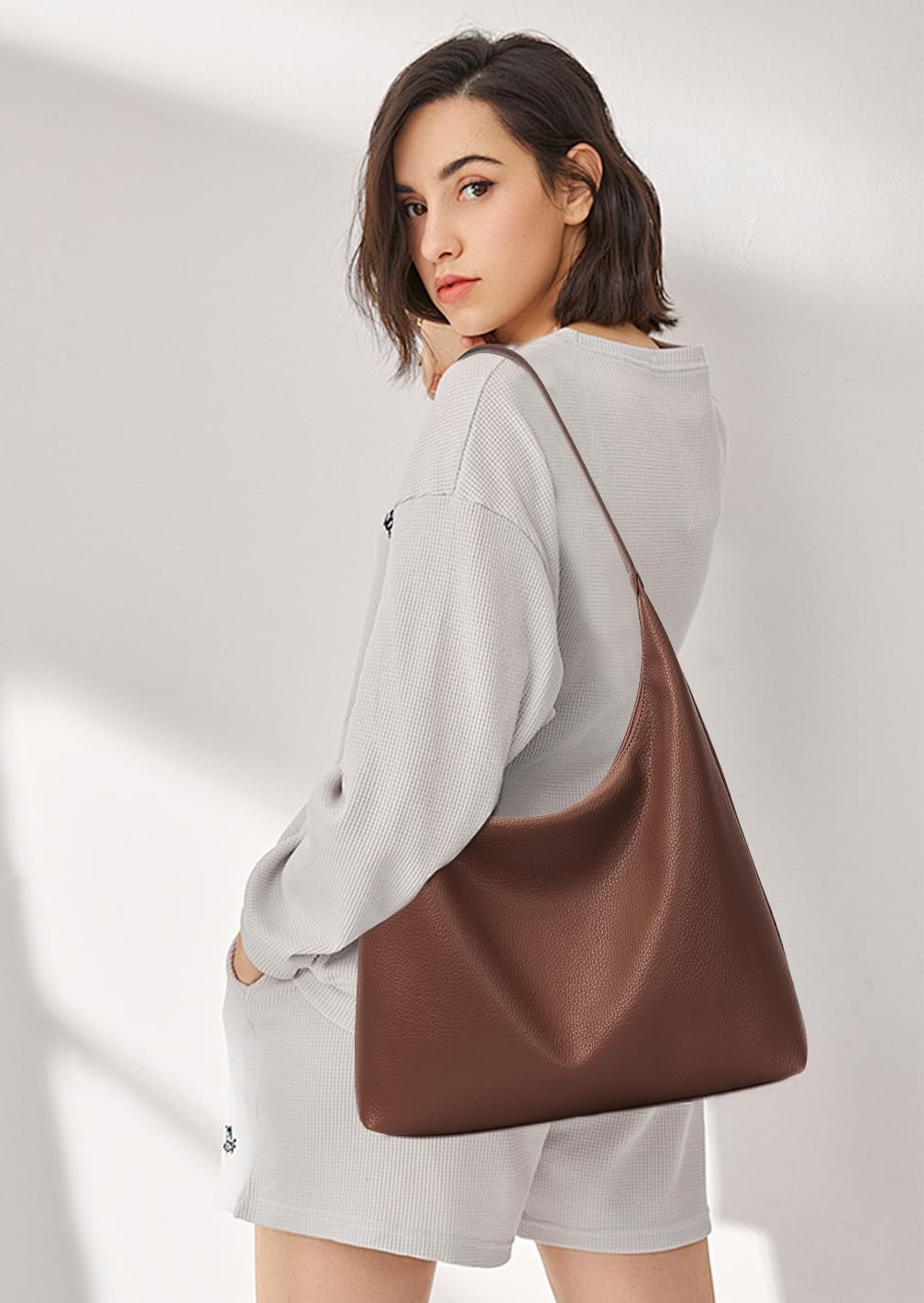 Sac Cabas Femme Grand Format Sac Fourre Tout en Cuir PU Tote Bag Femme Grand Capacité avec Fermeture Éclair Sacs Porté Epaule de 2 Pièces