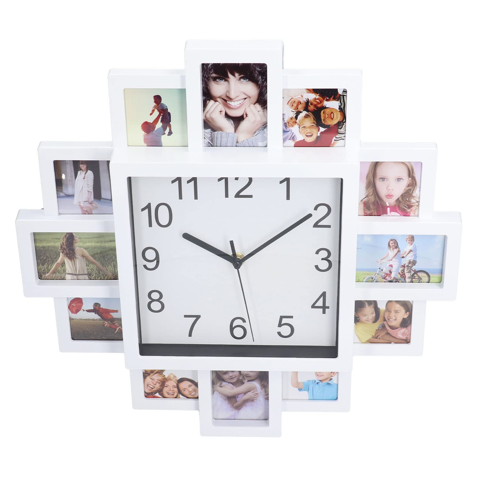 Reloj de Pared con Marco de Fotos Blanco de 15.35 Pulgadas, Reloj Personalizado con Varias Fotos, Reloj de Bricolaje, Decoración Moderna, Cita Familiar, Pegatinas de Pared, Kit de Reloj, Decoración Mo