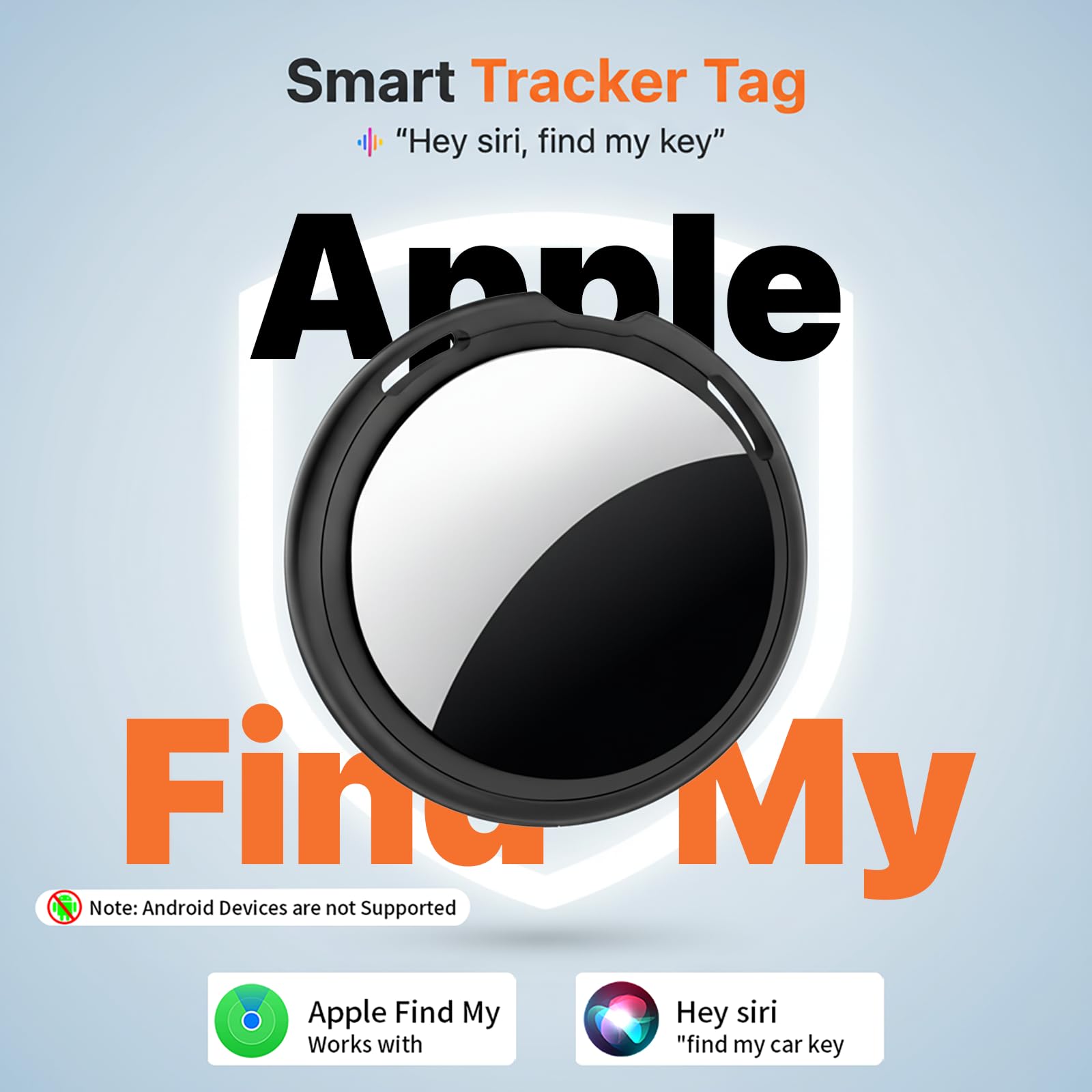 Air Smart Tracker Tags 4 Pack [Apple MFi Certified] (iOS Only) Item Finders Work with Apple Find My Worldwide Tracking 80dB Waterproof for Keys Luggage Wallet Pets Travel No Subscription Includes case — view 2