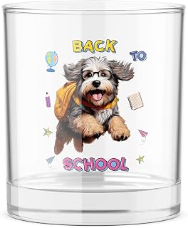 Back to School Cute Old English Sheepdog Whiskey Glass Mug Dog Lover 11oz Whiskey Cocktail Glasses Cup 13010