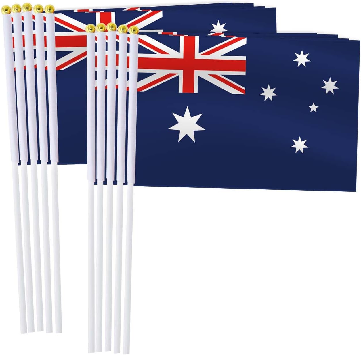 25 Pack Australia Handheld Small Flag,Mini Australians Hand Held Miniature Stick Decor