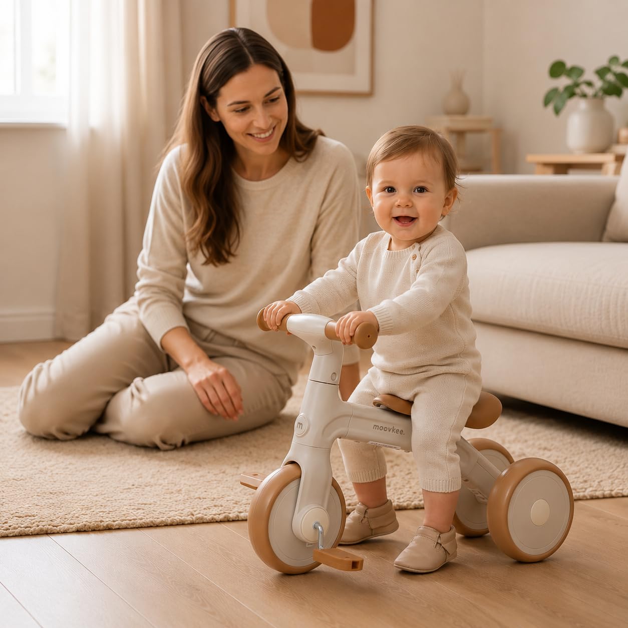 Bicicletta 3 in 1 Triciclo Todi Sand per Bambini con Pedali e Sella Regolabile