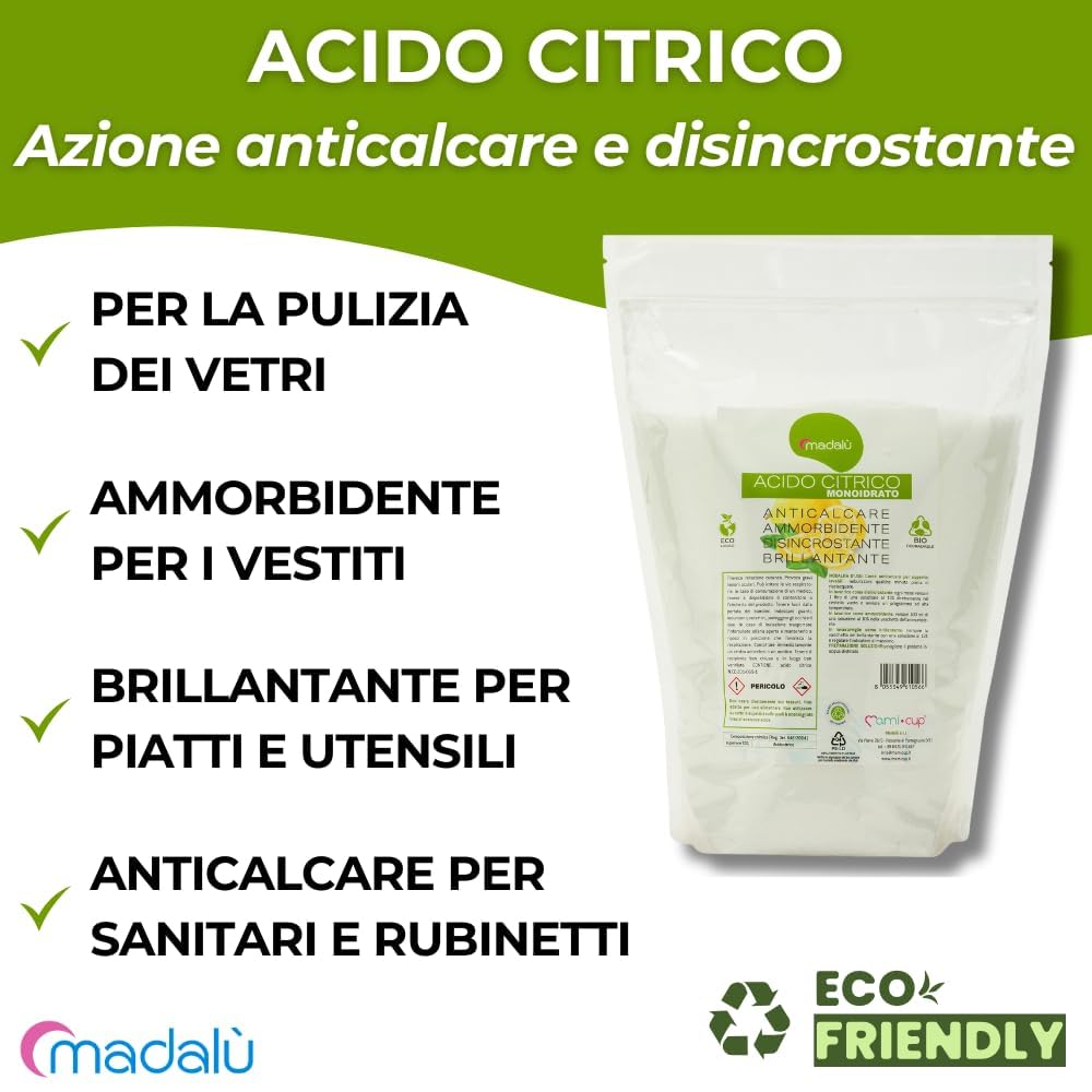 Kit Acido Citrico per Lavatrice + Percarbonato di Sodio Sbiancante (1,50 + 1,50 Kg) Azione Combinata per Sbiancante Bucato e Ammorbidente, Anticalcare Bagno, Antimuffa, Busta Richiudibile Riciclabile