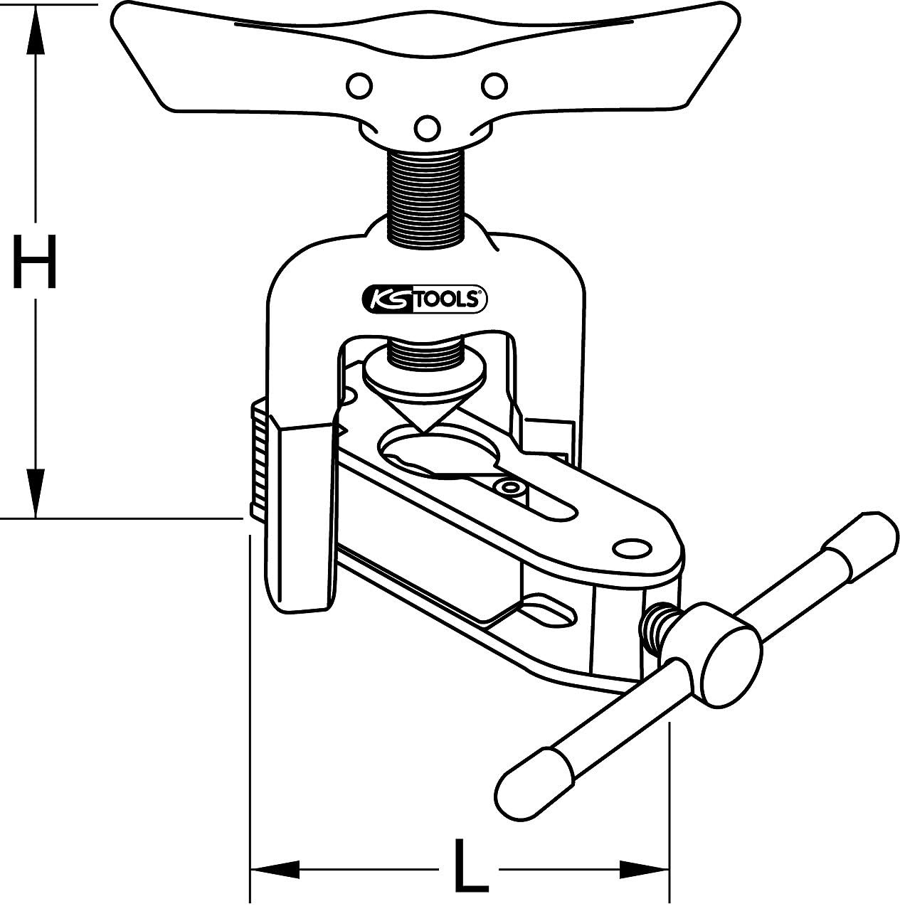 KS Tools 122.0525 Abocinadora universal en pulgadas + métrica con dispositivo de sujeción rápida