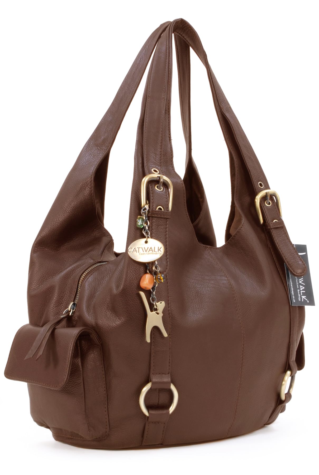 Catwalk Collection Handbags - Bolso de Hombro Grande de Piel - Tote Bag Mujer - Bolso de Mano Multibolsillos de Diario - Alex
