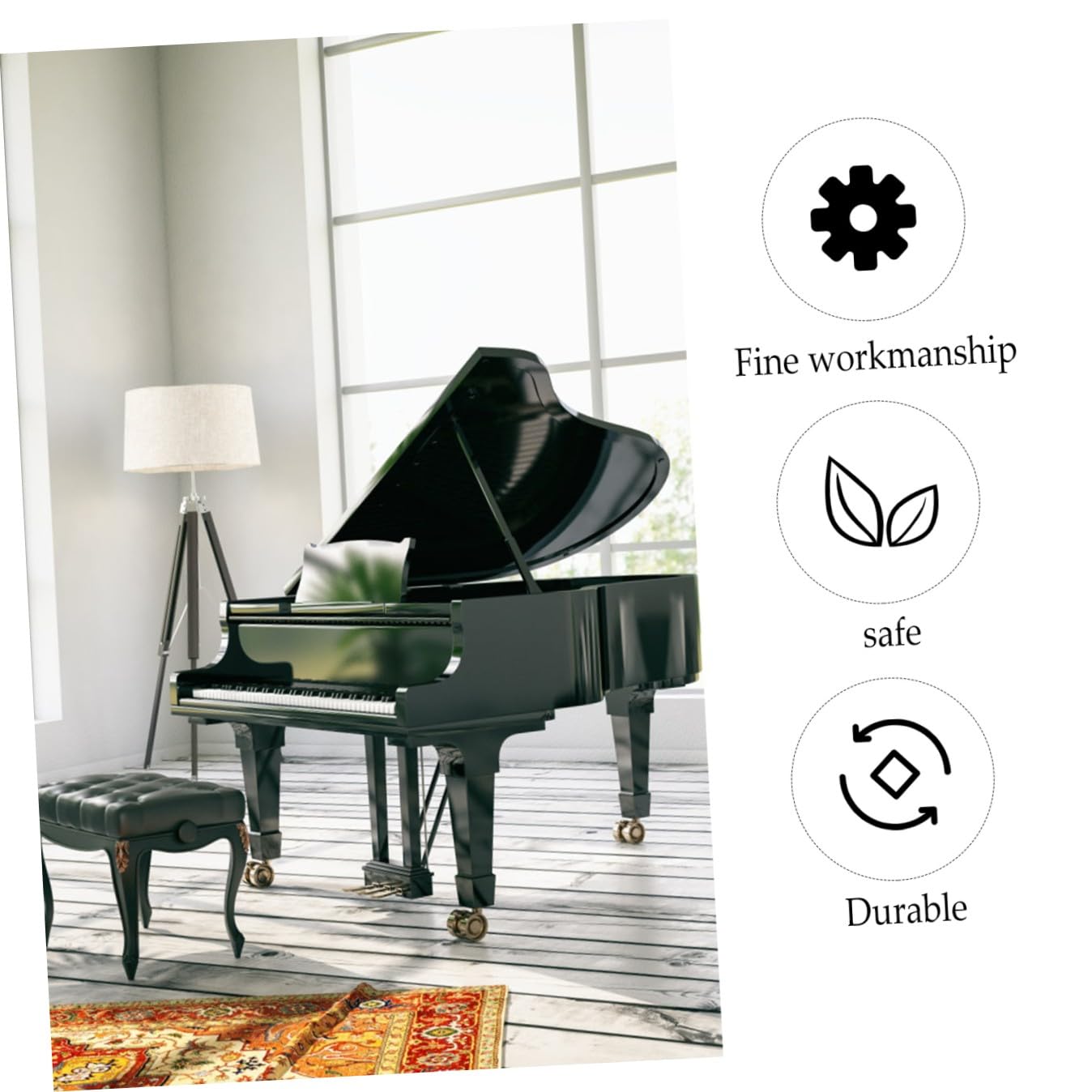 Leggio per Spartiti Musicali Nero Abs, Supporto Pieghevole Portatile | Struttura Semplice ed Elegante, Finitura senza Sbavature, per Pratica Musicale e Uso Quotidiano