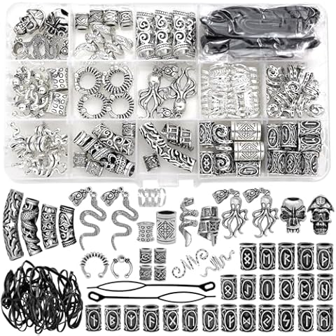 Fscwlmon 207Pcs Viking Hair Jewelry Kit Cover