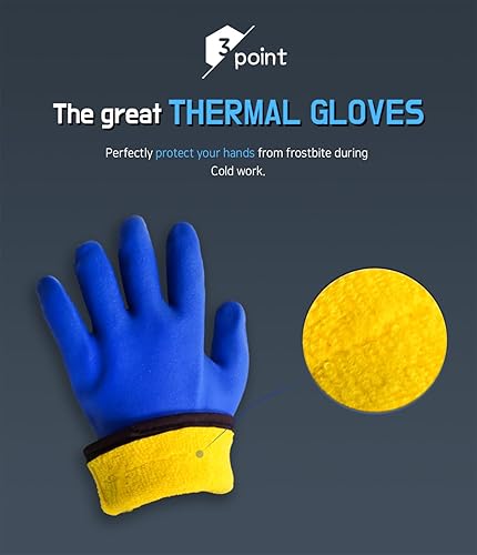 Miniatura 4 de HANWOO Resistente al agua, químico y al aceite, guantes de PVC para el invierno, guantes cálidos, forro polar, trabajo congelador, antideslizante, XL