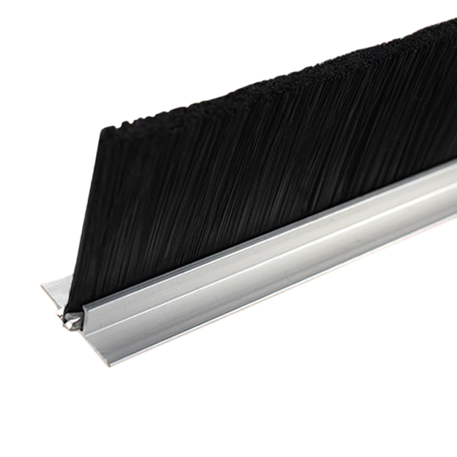 Aluminum Alloy Base Nylon Brush， Aluminum Alloy Door Brush Strip Draught Excluder Silver 20-300mm Nylon Bristles(Silver-t Type,300mm)