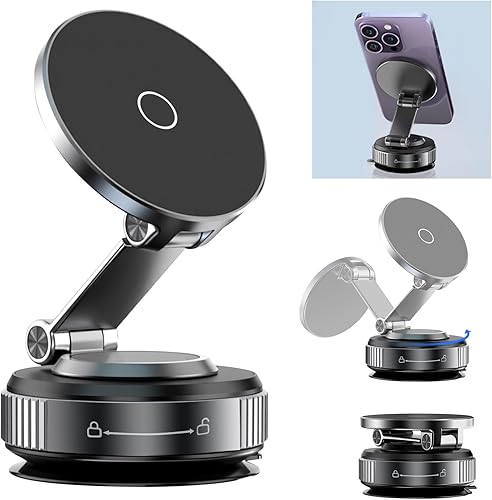 Soportes de teléfono mejorados para tu automóvil, soporte magnético y ajustable de 360 para automóvil con ventosa al vacío y perilla giratoria,