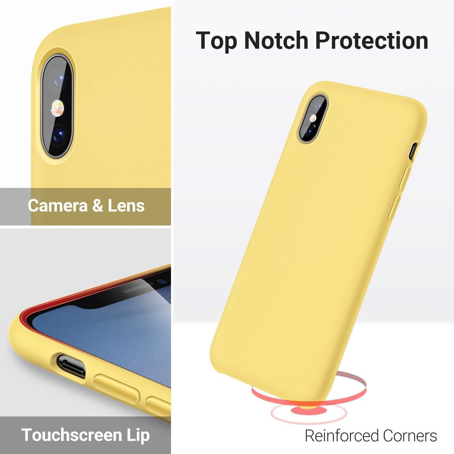TORRAS [Love Series] iPhone Xs Max Case 6.5 inch, Liquid Silicone Gel Rubber Shockproof Case Soft Microfiber Cloth Lining Cushion Compatible with iPhone Xs Max 6.5" (2018), Yellow