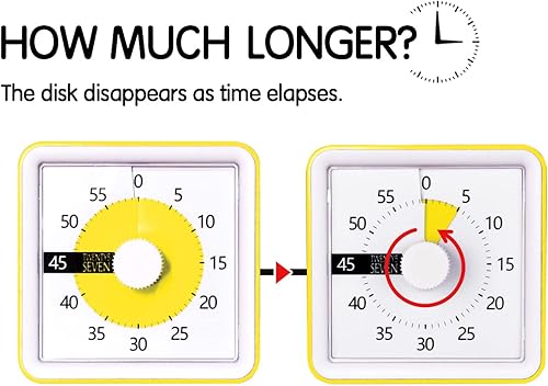 Miniatura 10 de Temporizador visual con funda protectora, temporizador de cuenta regresiva de 60 minutos para niños, autismo, TDAH, aula, oficina en casa, reloj de