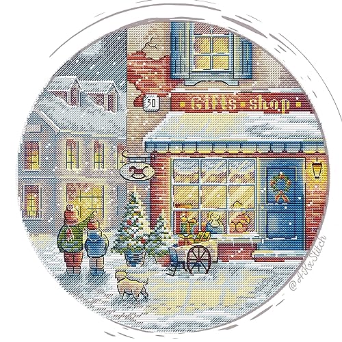 Holidays are Coming Cross Stitch Kit with DMC Threads & Fabric, Christmas New Year Embroidery Chart