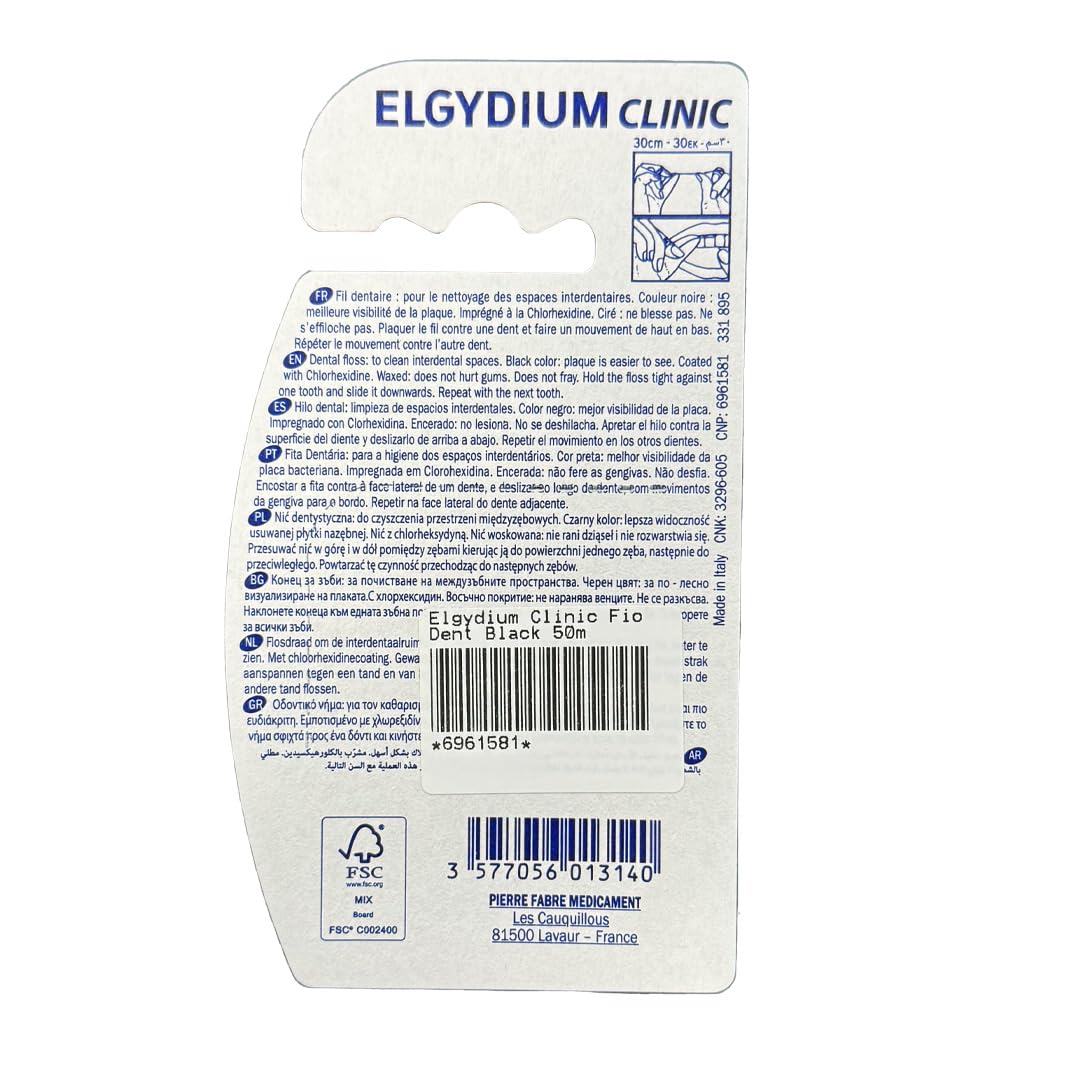 Elgydium Elgydium Clinic Dental Tape Black With for professional use for perfect performance for any usage with measurement or specifications 50M