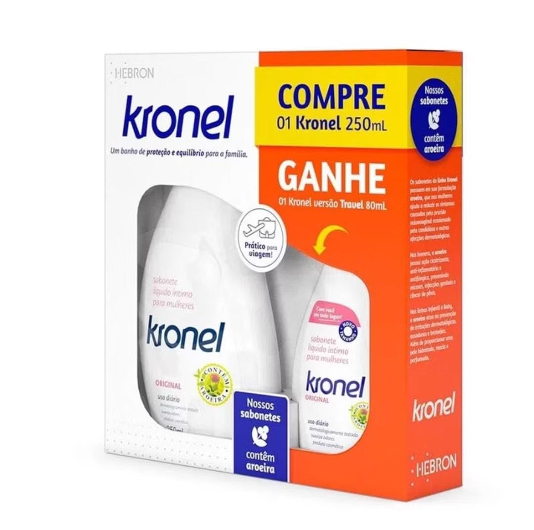 Kit Kronel Sabonete Líquido Íntimo 250ml + 80ml Para Viagem sabonete intimo para viagem