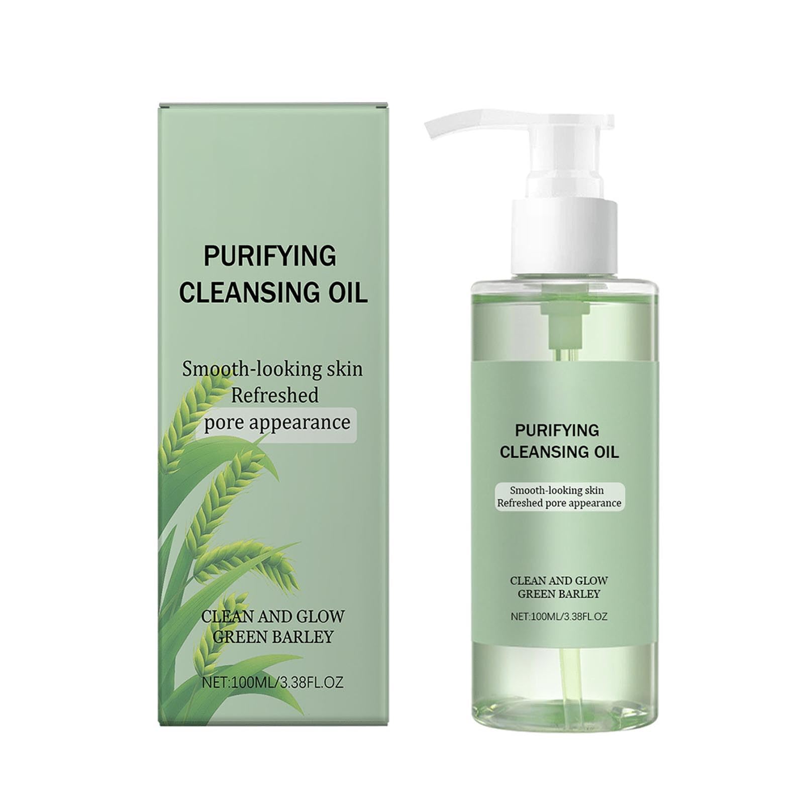 Clean And Glow Green Barley LHA Deep Cleansing Oil Vegan Certified Removing Heavy Makeup Blackhead And 100ml JCw735 (Mint Green, 3.8x14.1CM)