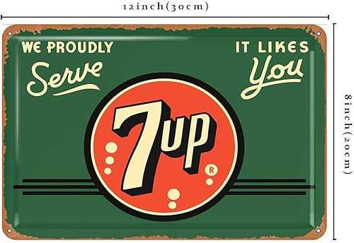 Miniatura 6 de Old 7up Sign 6 - Cartel de metal retro para el hogar, cocina, bar, cafetería, 12 x 8 pulgadas