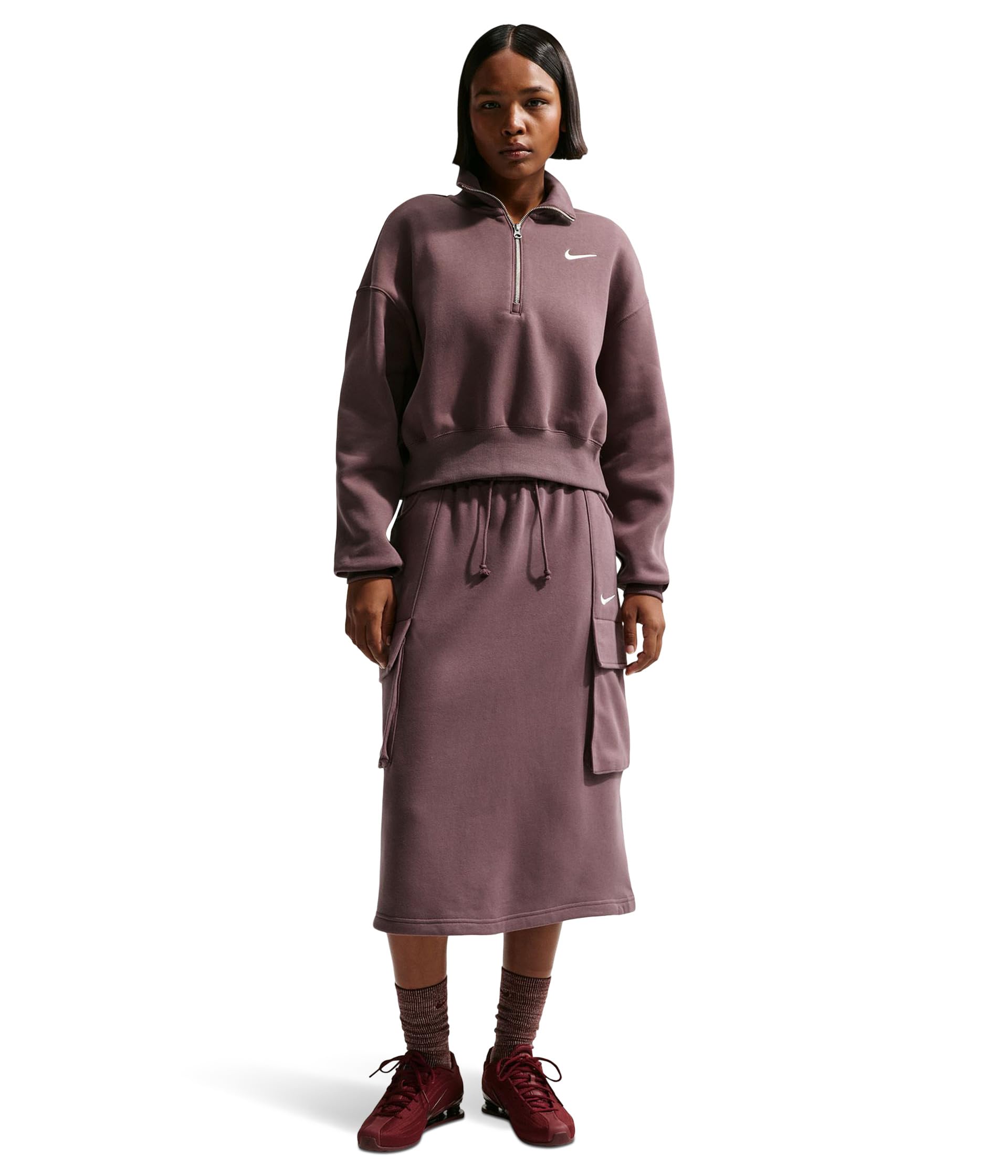 NIKE W NSW Phnx FLC Qz Crop Sweatshirt Mujer (Pack de 1)