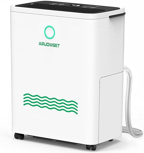 Deshumidificador para el hogar de 2500 pies cuadrados, deshumidificadores AIRJOWSET de 30 pintas, tanque de agua de 0.6 galones con manguera de