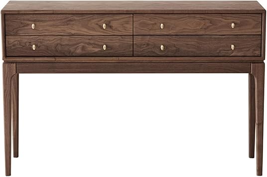 Solid Wood 47 Inch Mid Century Modern Console Entryway Table, Walnut Brown | Rectangular, 4 Drawers, Storage, Living Room Entryway Bedroom Entrance Foyer Hallway Behind Sofa