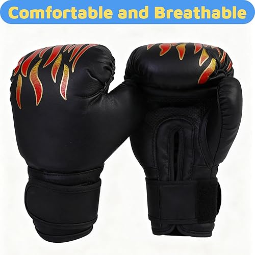 Miniatura 2 de Guantes de boxeo para niños de 3 a 8 años, rojo, azul, negro, 16 onzas, entrenamiento, cierre de velcro, 3.15 pulgadas de largo x 1.57 pulgadas de